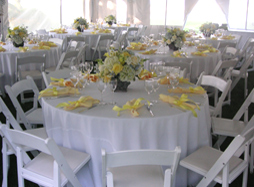 Table setting at catered tent wedding, Long Island New York